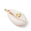 Copper Wire Wrapped Natural Cowrie Shell Pendants PALLOY-JF03554-02-3