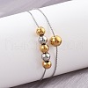 304 Stainless Steel Rolo Chain Multi-layer Bracelets for Women BJEW-D337-01A-GP-3