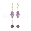 Natural Agate Bead & Natural Amethyst & Natural Citrine & Natural Carnelian & Natural Quartz Crystal Dangle Earrings EJEW-TA00660-5
