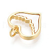 Brass Pave Natural Shell Heart Charms KK-N268-19G-2