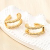 Brass Micro Pave Clear Cubic Zirconia Cuff Earrings EJEW-K309-12G-1