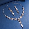 Ear of Wheat Alloy Crystal Rhinestone Pendant Necklaces & Stud Dangle Earrings Sets FS-WGD4E70-02-4