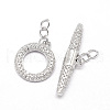 Brass Micro Pave Cubic Zirconia Ring Toggle Clasps ZIRC-E010-24P-1