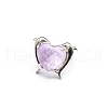 Natural Amethyst Heart Adjustable Rings PW-WG76432-01-1