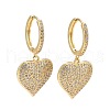 Cubic Zirconia Heart Dangle Hoop Earrings EJEW-A069-02G-1