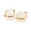 Brass Pave Natural White Shell Connector Charms KK-E794-01G-07-2