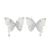 Brass with Enamel with Cubic Zirconia with Crystal Stud Earring with 925 Sterling Silver Pins KK-Q820-06S-1