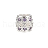 Hollow Barrel Rack Plating Brass Cubic Zirconia European Beads KK-L236-06S-1
