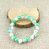Glass Imitation Natural Agate Round Beaded Stretch Beaded Bracelets WG8D788-05-1