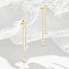 S925 Sterling Silver Star with Moon Tassel Stud Earrings NT3098-1-1