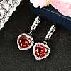925 Sterling Silver Pave Cubic Zirconia Heart Hoop Earrings EJEW-C150-01B-01-1