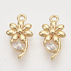 Brass Micro Pave Clear Cubic Zirconia Pendants KK-T054-16G-B-01-NF-1