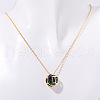 Brass Pave Green Cubic Zirconia Flat Round with Constellation Pendant Necklaces WGDD0B3-02-1