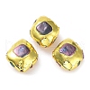 Rack Plating Brass Beads with Dyed Baroque Natural Keshi Pearl KK-K348-19G-1