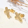 Brass Micro Pave Clear Cubic Zirconia Stud Earrings EJEW-D305-07G-1