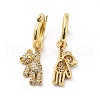 Cubic Zirconia Bear Dangle Hoop Earrings EJEW-F288-10B-G-2