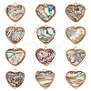 BENECREAT 12Pcs Brass Pave Paua Shell Heart Charms FIND-BC0013-84B-1