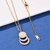 304 Stainless Steel Roman Numeral 3 Ring Pendant Necklaces NJEW-V001-06P-01-4