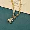 Brass Micro Pave Clear Cubic Zirconia Charm Bracelets BJEW-U020-19G-3