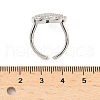 Heart Brass Micro Pave Cubic Zirconia Cuff Rings for Women RJEW-A069-12P-02-5
