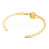 Brass Pave Green Glass Open Cuff Bangles for Women BJEW-S147-15G-C-3