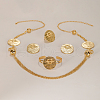 Exquisite Zinc Alloy Flat Round Cuff Bangle & Earrings & Multilayer Tassel Necklaces & Rings Set for Women OM1652-3