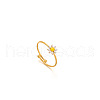 Daisy 304 Stainless Steel Enamel Open Cuff Rings for Women RJEW-M061-01G-05-1