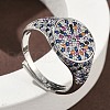 Brass Micro Pave Cubic Zirconia Cuff Rings for Women RJEW-A069-13P-01-1