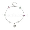 Natural Fluorite Chip Bead Chain Anklets AJEW-AN00671-02-2