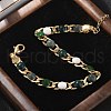 Flat Round Brass Enamel Curb Chains Bracelets for Women BJEW-B125-05G-1