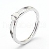 Anti-Tarnish Adjustable Rhodium Plated 925 Sterling Silver Ring Components STER-I016-016P-1