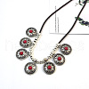 Ethnic Style Alloy Pave Dyed Synthetic Turquoise Pendant Bib Necklaces FS-WGF05C4-04-1
