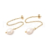 Natural Pearl Beaded Ear Thread EJEW-P219-16G-1