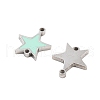 304 Stainless Steel Aquamarine Enamel Connector Charms STAS-Z078-14P-2