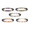 Round Gemstone Stretch Bracelets Sets BJEW-JB09130-1