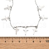 304 Stainless Steel Textured Link Bar Cross Charm Tassel Necklaces NJEW-R023-01P-5