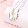 2Pcs Mother's Day Sunflower Heart Alloy Crystal Rhinestone Mother and Daughter Pendant Necklaces FS-WGEE931-01-1