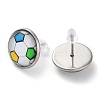 Sport Balls Glass & 304 Stainless Steel Stud Earrings for Women EJEW-H005-01P-02-2
