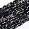Faceted Rondelle Half Rainbow Plated Electroplate Glass Beads Strands EGLA-J134-3x2mm-HR19-1