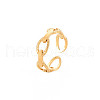 Ion Plating(IP) 304 Stainless Steel Cable Chain Shape Open Cuff Ring for Women RJEW-S405-178G-3