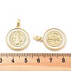 Rack Plating Brass Pave Shell Flat Round Pendants KK-C063-17G-3