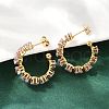 C-Shaped 304 Stainless Steel Rhinestone Stud Earrings EJEW-M105-07G-02-3