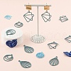 24Pcs 6 Style Blue Series Spray Painted Alloy Pendants FIND-LS0001-62-6