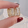 Oval Brass Micro Pave Cubic Zirconia Hoop Earrings WG8C9EE-02-2