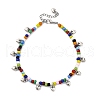 Bohemian Round Glass Seed Beaded Anklets for Women AJEW-AN00669-2