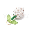 Glass Seed Beaded Flower Bud Pendants PALLOY-MZ00759-04-4