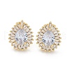 Brass Micro Pave Clear Cubic Zirconia Stud Earrings EJEW-C139-03G-4