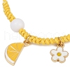 Flower & Lemon Alloy Enamel Charm Bracelets BJEW-JB11696-04-3