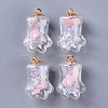 Bear Paw Transparent Glass Pendants GLAA-S181-10B-1