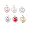 Heart Acrylic Pearl with Alloy Connector Charms PALLOY-JF03399-1